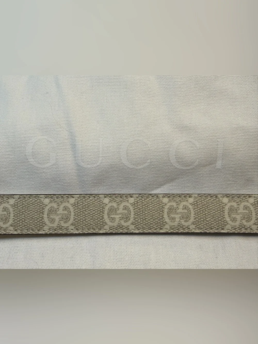 New Gucci GG Logo Buckle Ivory Gray Leather Belt Size 42 / 105 cm Waist 38 - 42 - Picture 13 of 13